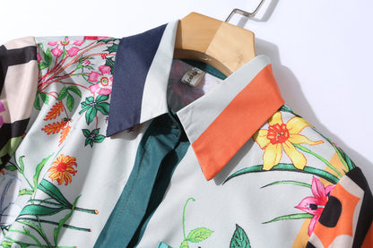 ESY-Women's Shirt Print Long Sleeve Button Blouse