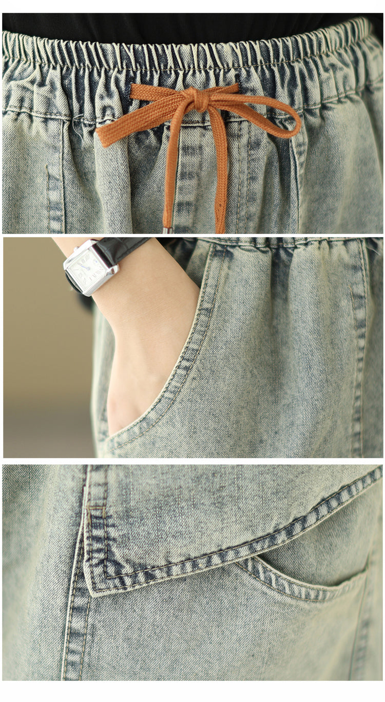 Women's Bermuda Shorts Baggy Jean Denim Shorts - LAI MENG FIVE CATS