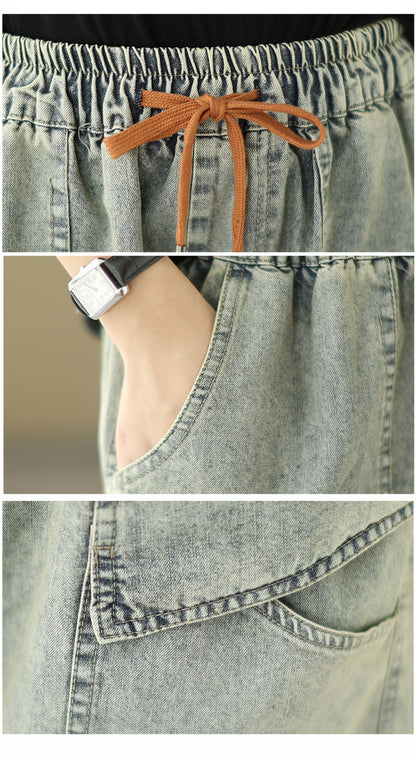 Women's Bermuda Shorts Baggy Jean Denim Shorts - LAI MENG FIVE CATS