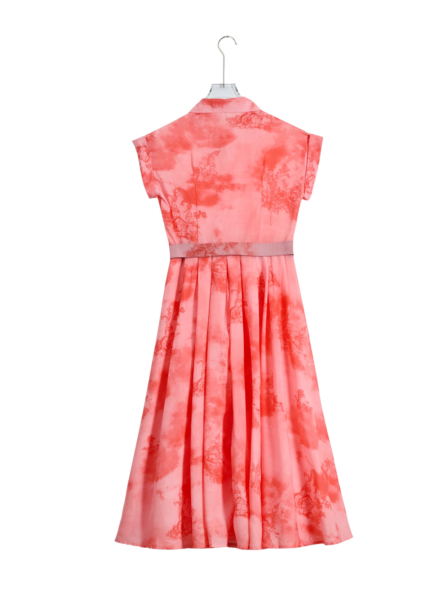 Red Aperitivo Girl Printed Belted Midi Dress