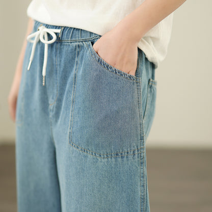 Women's Jeans Elastic Waist Baggy Wide Leg Pants
