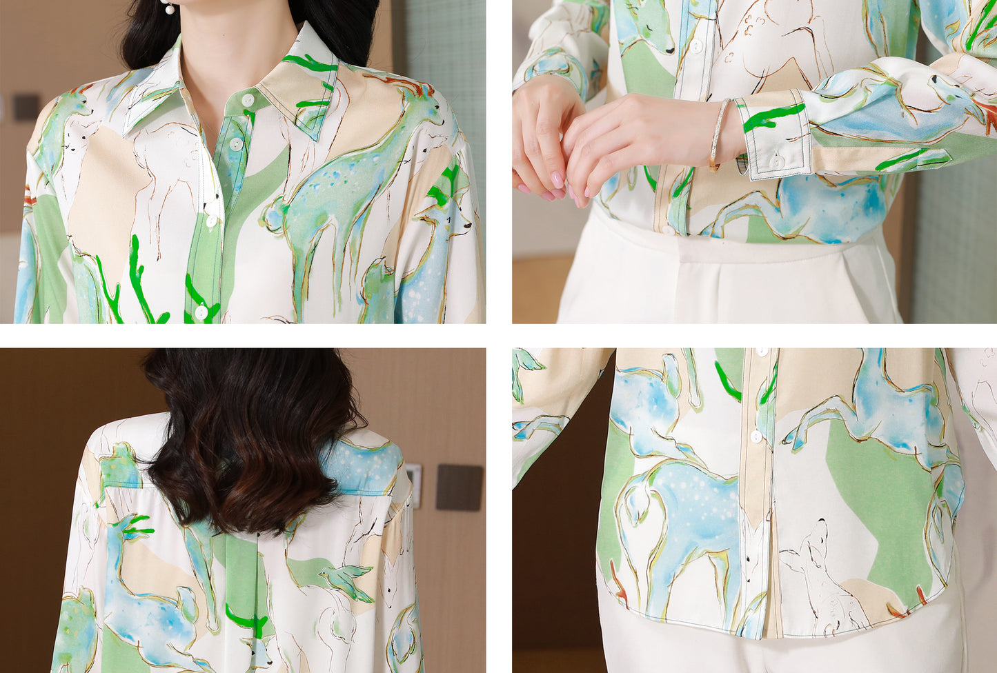 Women's Collared Floral Print Shirt Blouse Tops