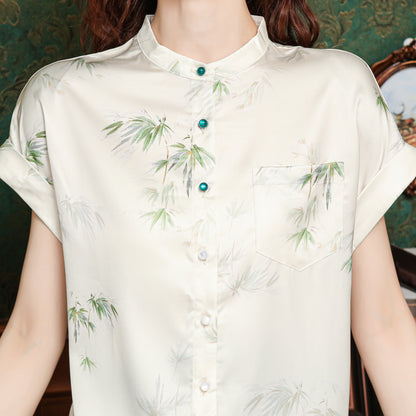 Women's Chinese Style Silk Satin Jacquard Blouse