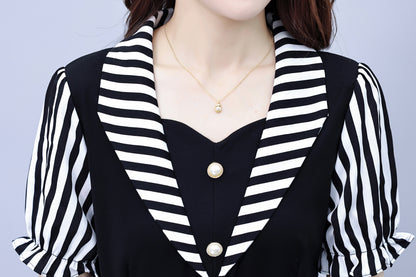 Women's Short Sleeve Pocket Work Office Suit Dress - LAI MENG FIVE CATS