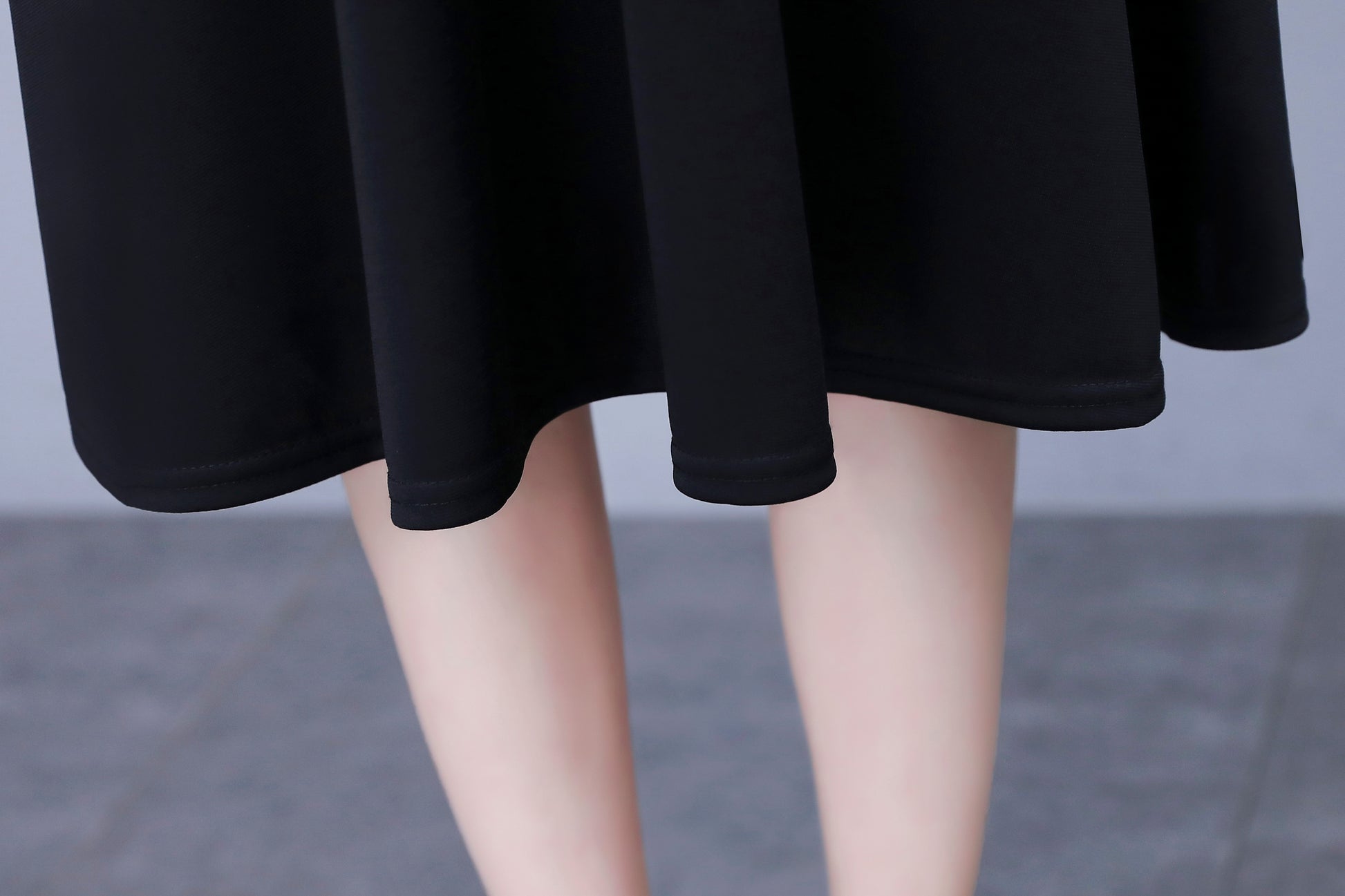 Women's V-neck Long Sleeve Patchwork Black Dress - LAI MENG FIVE CATS