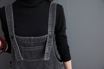 Womens Denim Bib Pants Jumpsuits Adjustable Strap Overalls