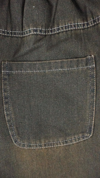 Casual Jeans Denim Loose Pants Elastic Waist with Pocket