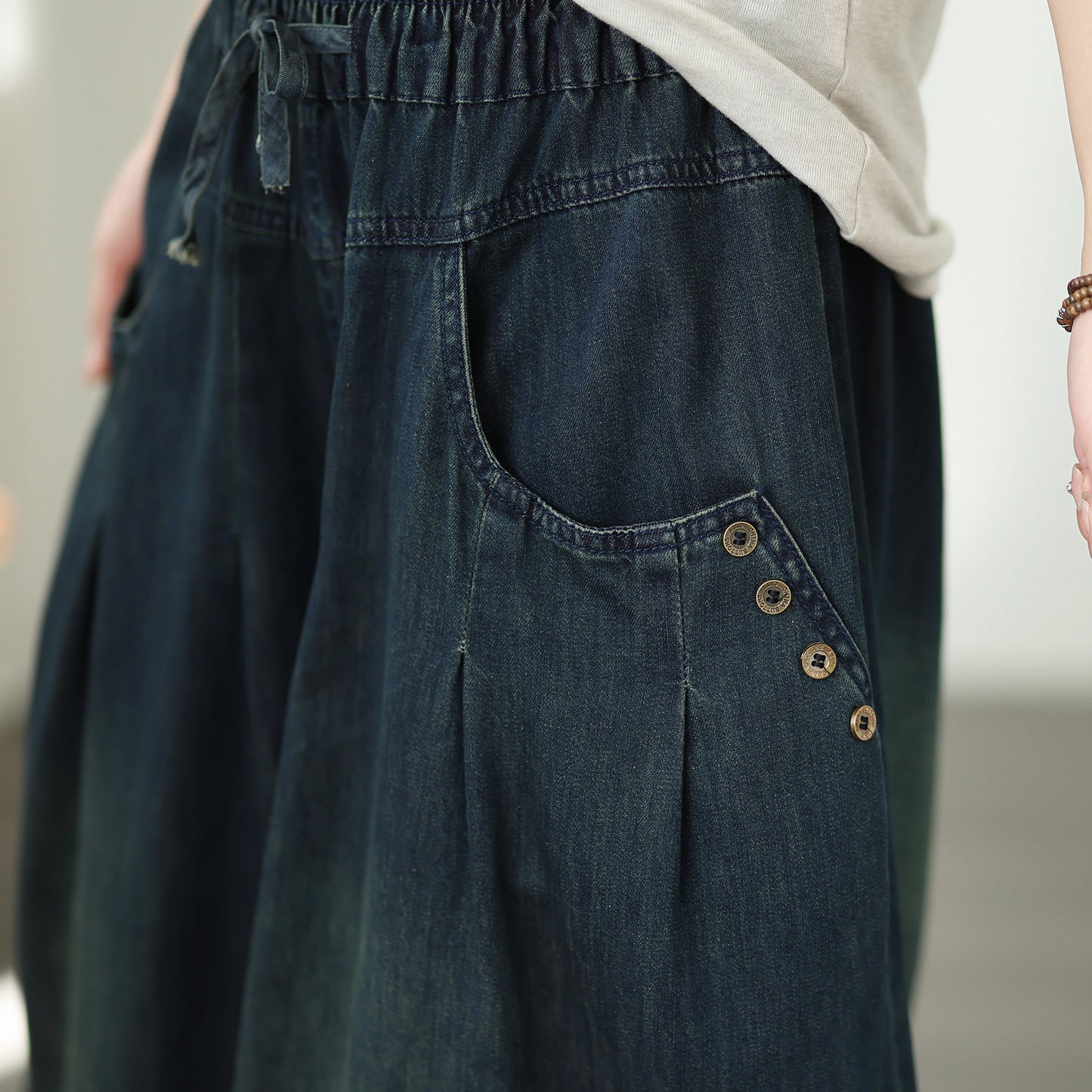 Women's Jeans Elastic Waist Baggy Wide Leg Denim Pants
