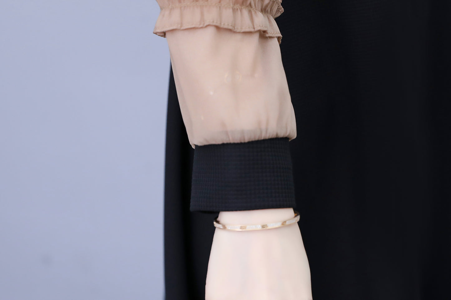 Women's Peter Pan Collar Long Sleeve Black Dress with Pocket