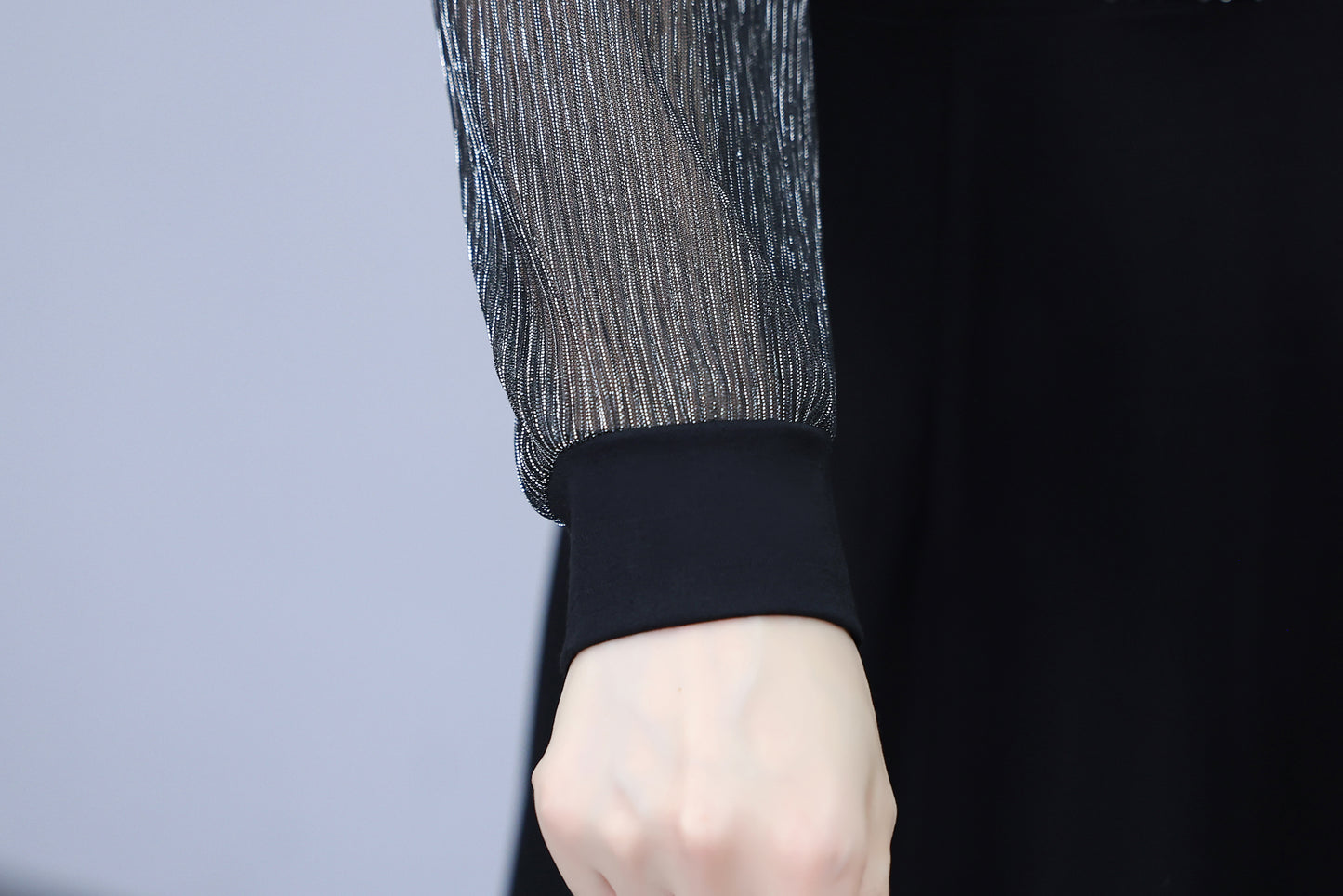 Women's V-Neck Long Sleeve with Pockets Black Dress