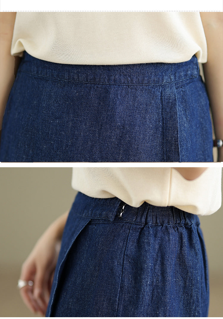 Women's Skorts Skirts Denim Mini Skirt Pull On Jean Shorts - LAI MENG FIVE CATS
