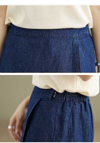 Women's Skorts Skirts Denim Mini Skirt Pull On Jean Shorts - LAI MENG FIVE CATS