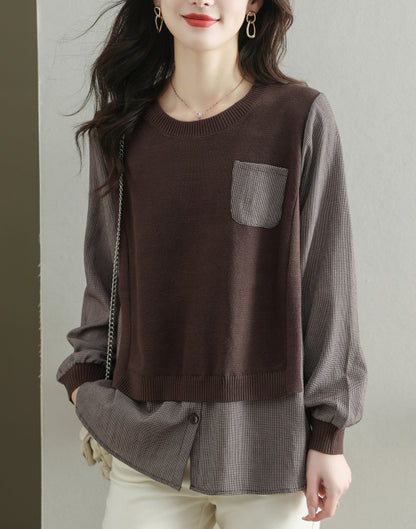 Women's Knit Stripe Long Sleeve Pullover Top