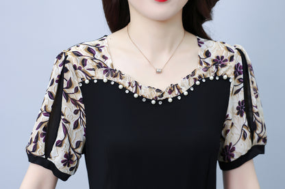 Women's Short Sleeve Pocket A-line Stretch Midi Dress