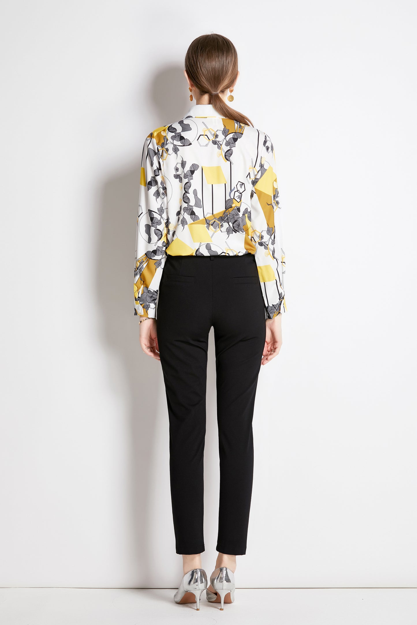 ESY-Women's Shirt Floral Print Long Sleeve Button Blouse