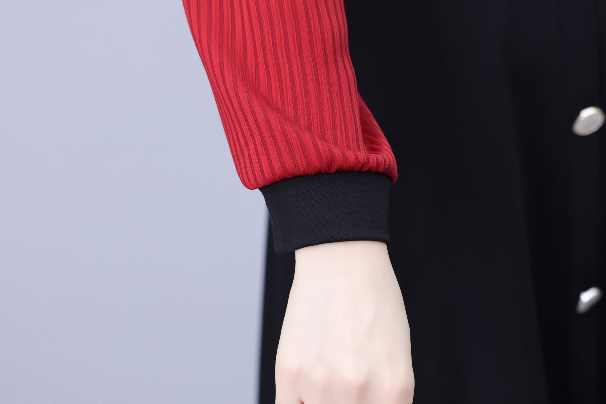 Women's V-Neck Long Sleeve with Pockets Black Dress - LAI MENG FIVE CATS