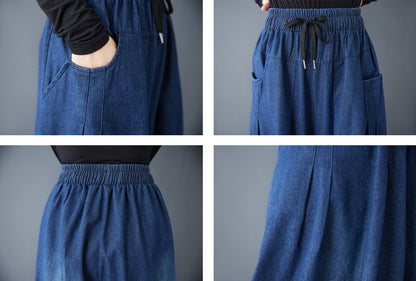 Loose Elastic Waisted Drawstring Wide Leg Pants