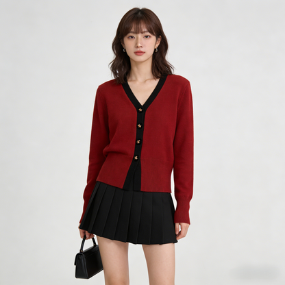 Women's Cardigan Sweater V-Neck Knit Long Sleeve Top