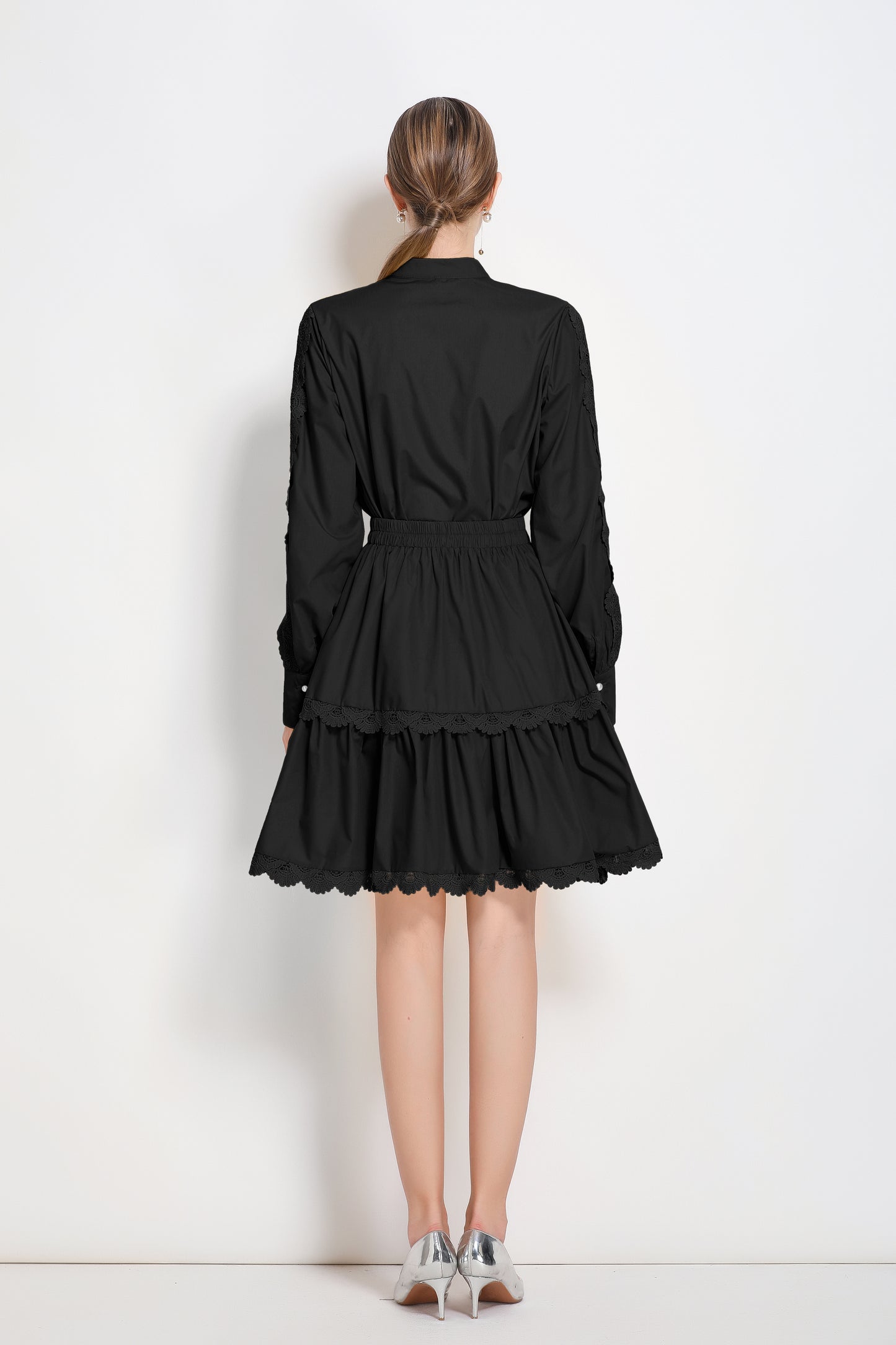 Women's 2 Piece Skirt Set Lace Elastic Waist Mini Dress