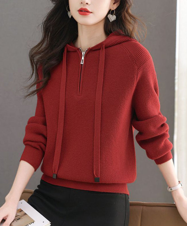 Women's Hoodie Sweaters Quarter Zip Knit Outfits