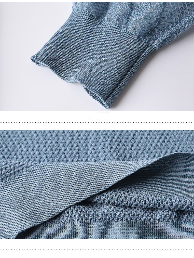 Women's Sweater Puff Sleeve Patchwork Lace Tops