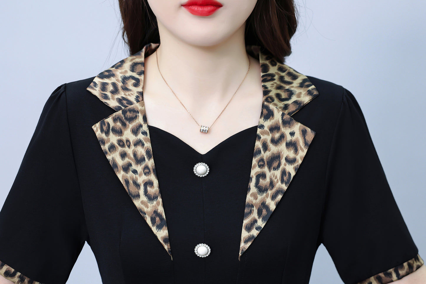 Women's Short Sleeve Pocket Work Office Suit Dress - LAI MENG FIVE CATS