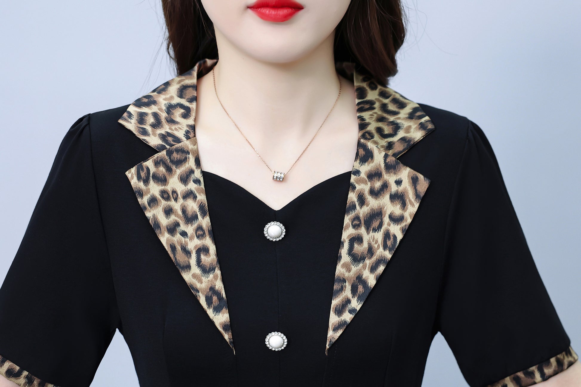 Women's Short Sleeve Pocket Work Office Suit Dress - LAI MENG FIVE CATS