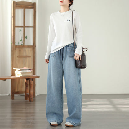 Women's Jeans Elastic Waist Baggy Wide Leg Pants