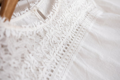 Women's Hollow Lace Short Sleeve Blouse Tops