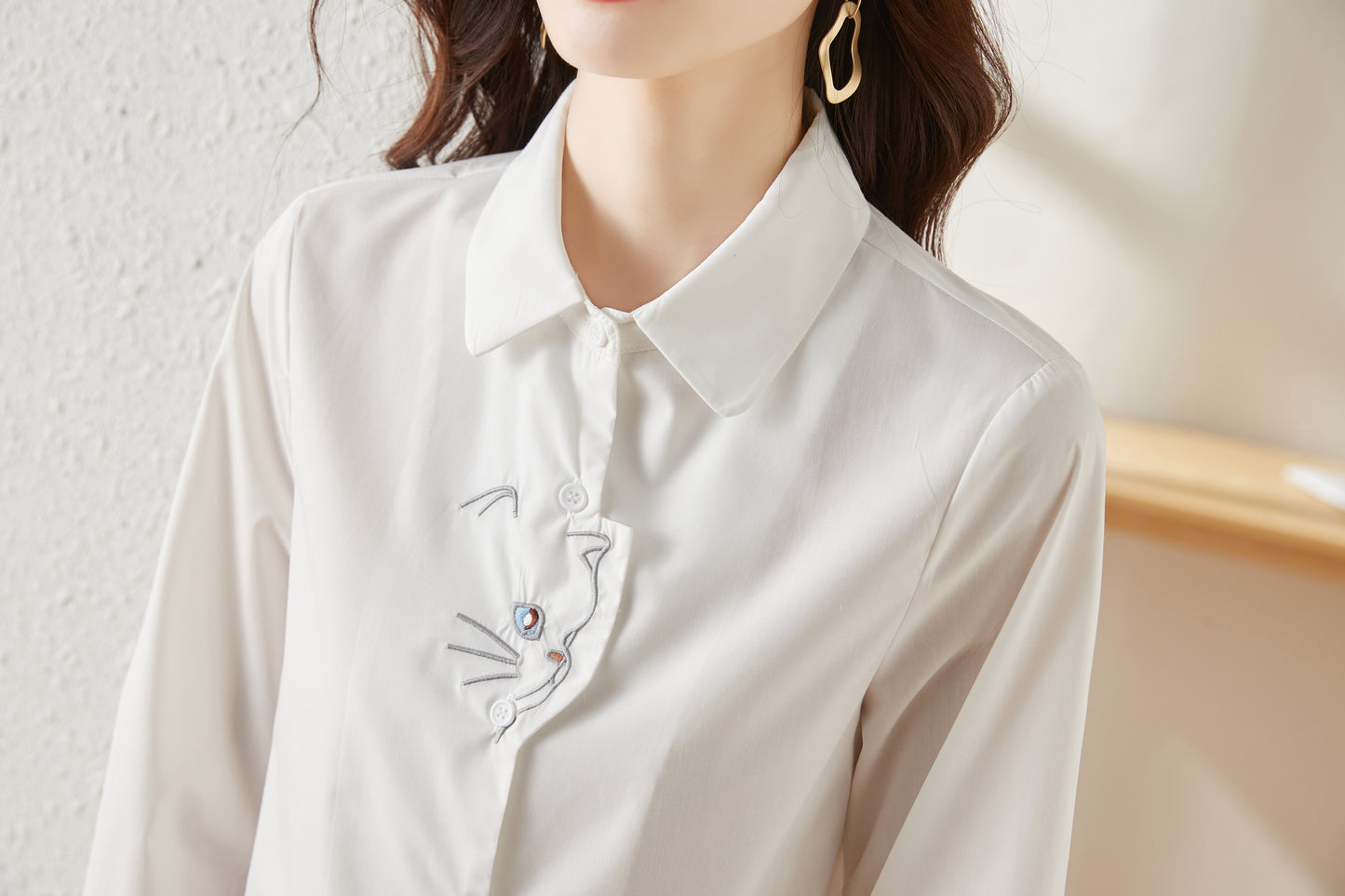 Women's V Neck Lantern Sleeve Blouse Button Tops