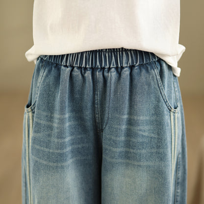 Women's Jeans Elastic Waist Wide Leg Denim Pants