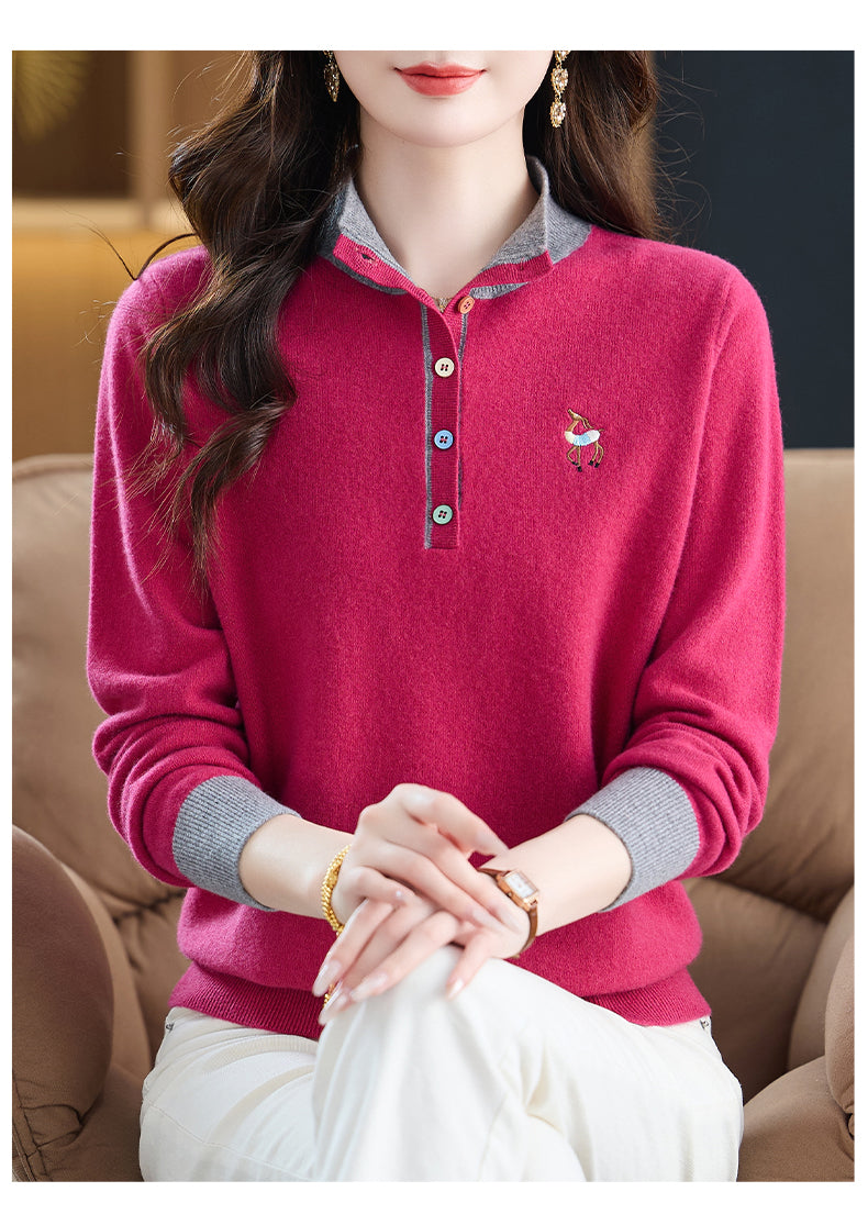 Womens Button Mock Neck Sweater Henley Shirts Knit Tops
