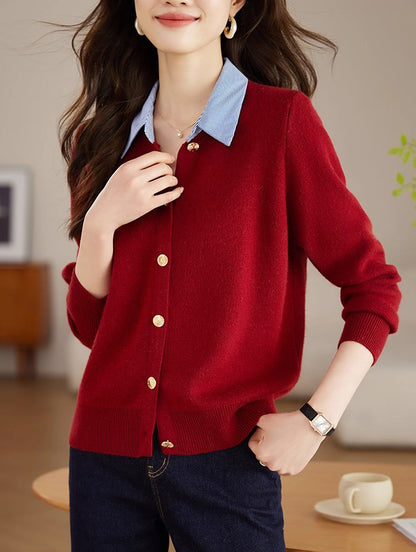 Women's Long Sleeve Sweater Knit Cardigan Tops - LAI MENG FIVE CATS