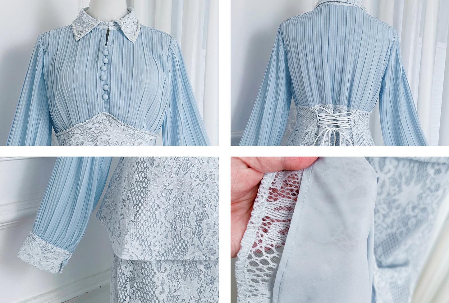 Lace Pearl Top Fishtail Skirt Two-Piece Lace Maxi Set - LAI MENG FIVE CATS
