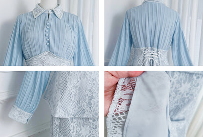 Lace Pearl Top Fishtail Skirt Two-Piece Lace Maxi Set - LAI MENG FIVE CATS