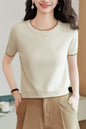Women's Short Sleeve Ribbed Knit Tops