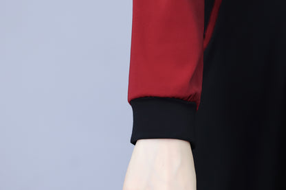 Women's Peter Pan Collar Long Sleeve Black Dress with Pocket