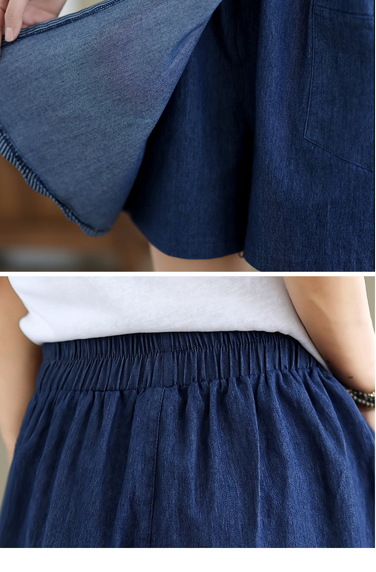 Women's Skorts Skirts Denim Mini Skirt Pull On Jean Shorts - LAI MENG FIVE CATS