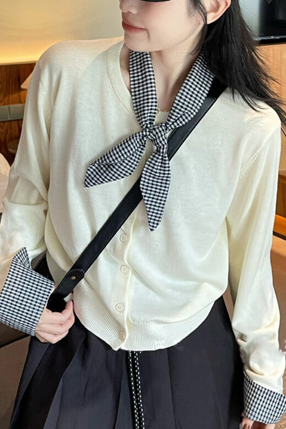 Women's Lightweight Plaid Sweater Cardigan Tops