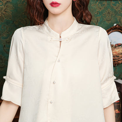 Women's Chinese Style Silk Satin Jacquard Blouse
