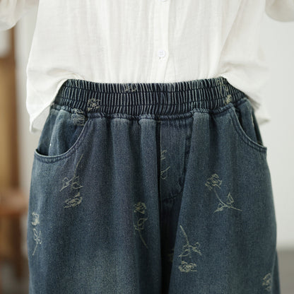 26-Women's Harem Baggy Jeans Drawstring Barrel Denim - LAI MENG FIVE CATS