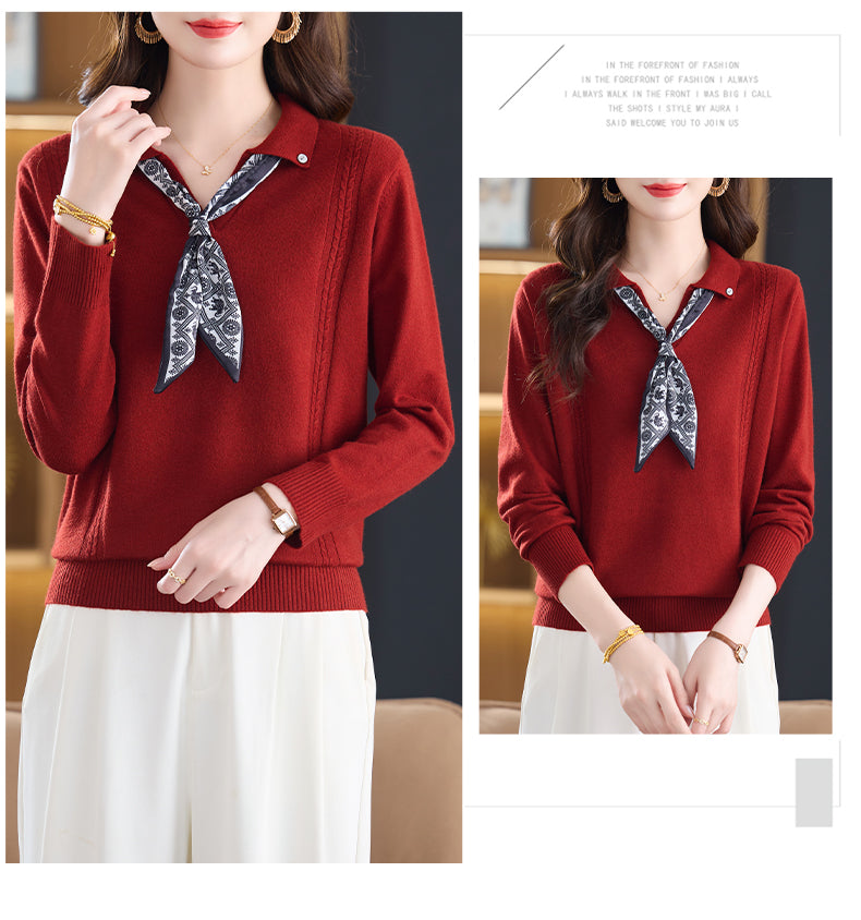 Women's Sweater Lapel Polo V Neck Knit Outfits