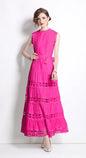 BK-Sleeveless Hollow Belt Maxi Dress