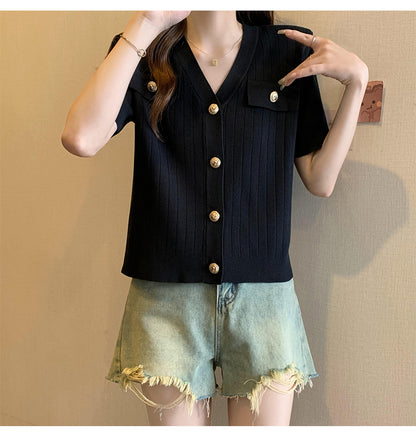 Button Knit Top – Lightweight Summer Cardigan