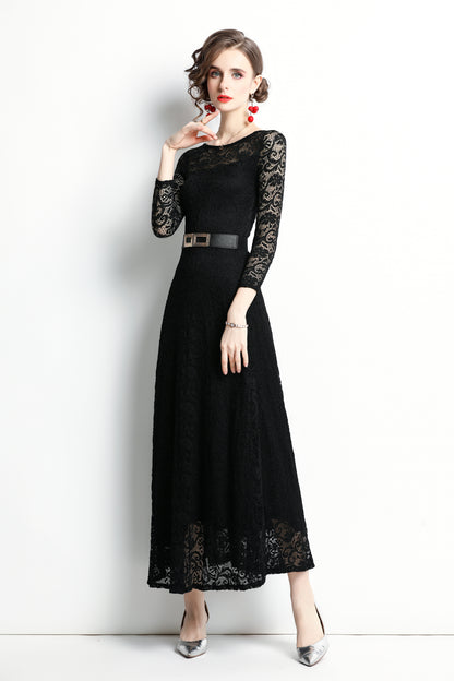 SSY-Women's 3/4 Sleeve Lace Overlay Maxi Dress