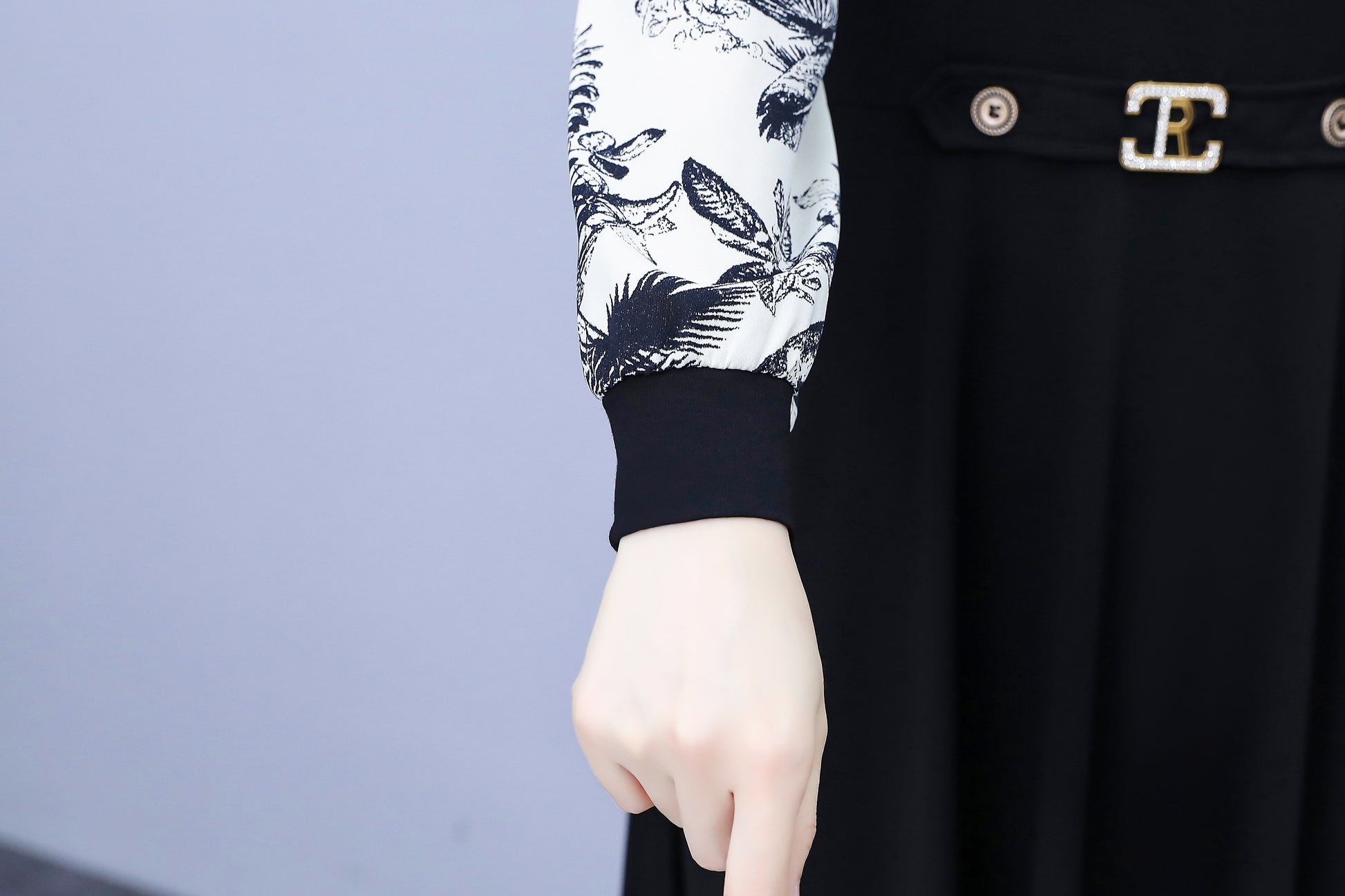 Women's Elegant Tie Neck Long Sleeve Black Dress - LAI MENG FIVE CATS
