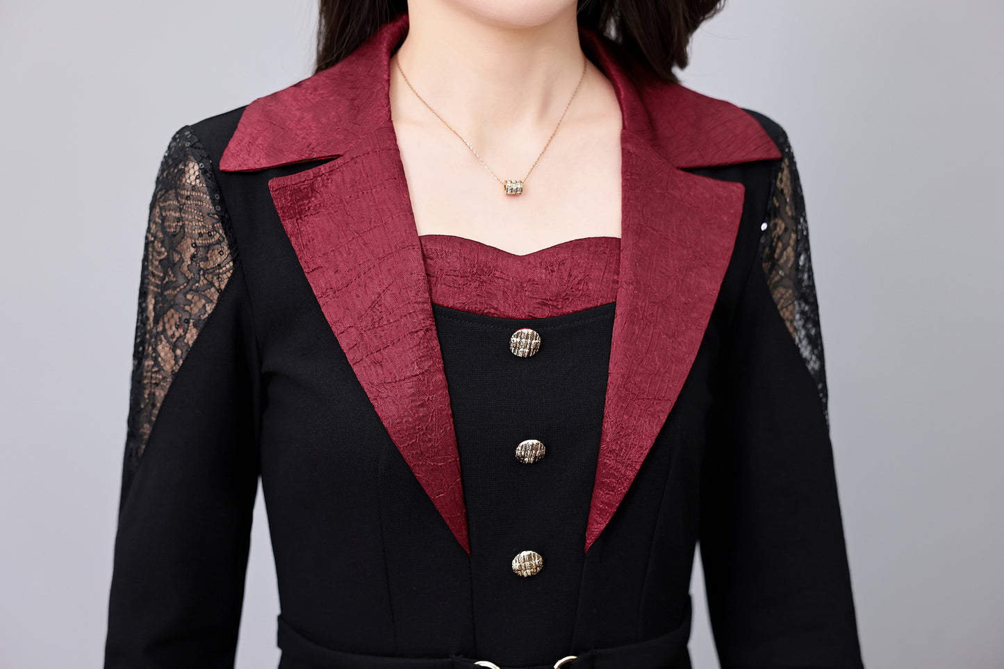 Women's Long Sleeve Pocket Work Office Suit Dress