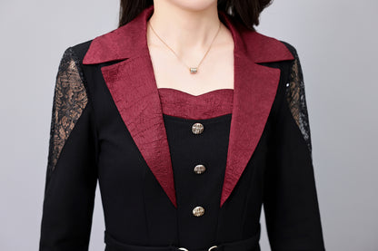 Women's Long Sleeve Pocket Work Office Suit Dress