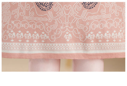 Women's Fall Long Sleeve Knitted Sweater Midi Dress
