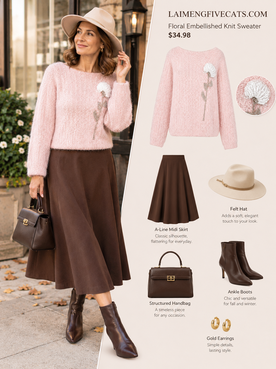 28685 Floral Embellished Cozy Knit Sweater – Soft Pink, Lavender & Butter Yellow